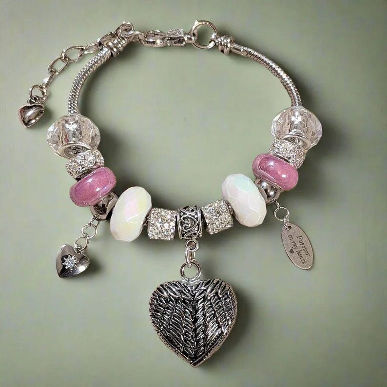 Forever in My Heart Memory bracelet, Silver - - LadybugfeetDesigns -