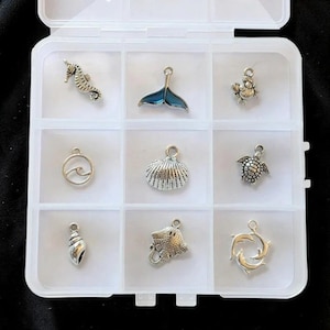 Ocean Lover Charm Box - 9 pc., Silver - - LadybugfeetDesigns -