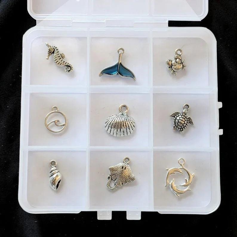 Ocean Lover Charm Box - 9 pc., Silver - - LadybugfeetDesigns -