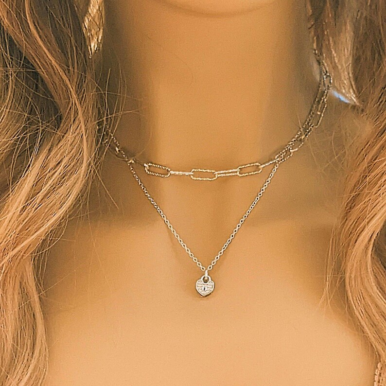CZ Heart Charm Necklace - Sterling Silver - 18 inch - - LadybugfeetDesigns -