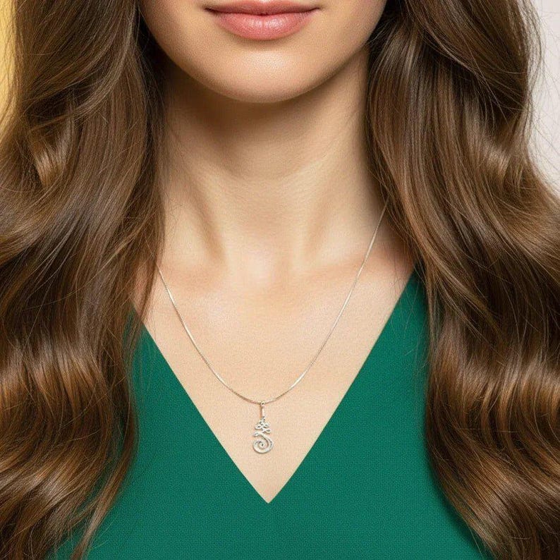 Unalome Earring/Necklace Set, Silver - Adjustable - - LadybugfeetDesigns -