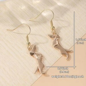 Dachshund dangle earrings. Gold - - LadybugfeetDesigns -