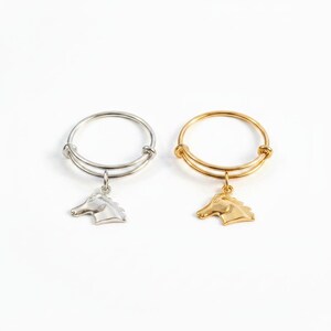 Horse Adjustable Charm Ring, Gold - - LadybugfeetDesigns -
