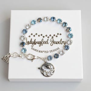 Koi Pendant Faceted Crystal Bracelet, Silver - - LadybugfeetDesigns -
