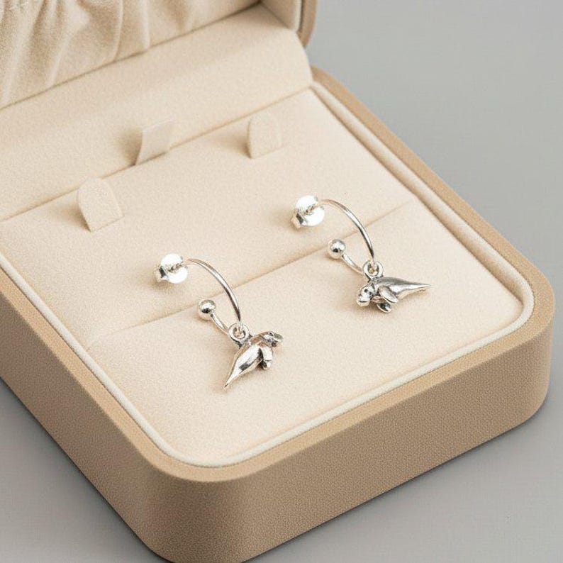 Manatee Mini Hoop Huggie Earrings, Silver- 12mm - - LadybugfeetDesigns -