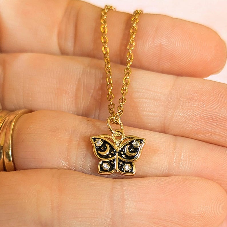 Celestial Butterfly necklace, Gold- 20 inch - - LadybugfeetDesigns -