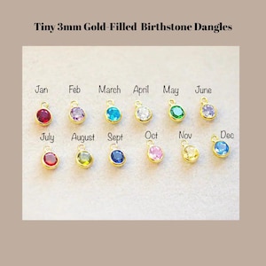 Mother's Birthstone Charm Ring, Adjustable, 14k Gold-Filled - - LadybugfeetDesigns -