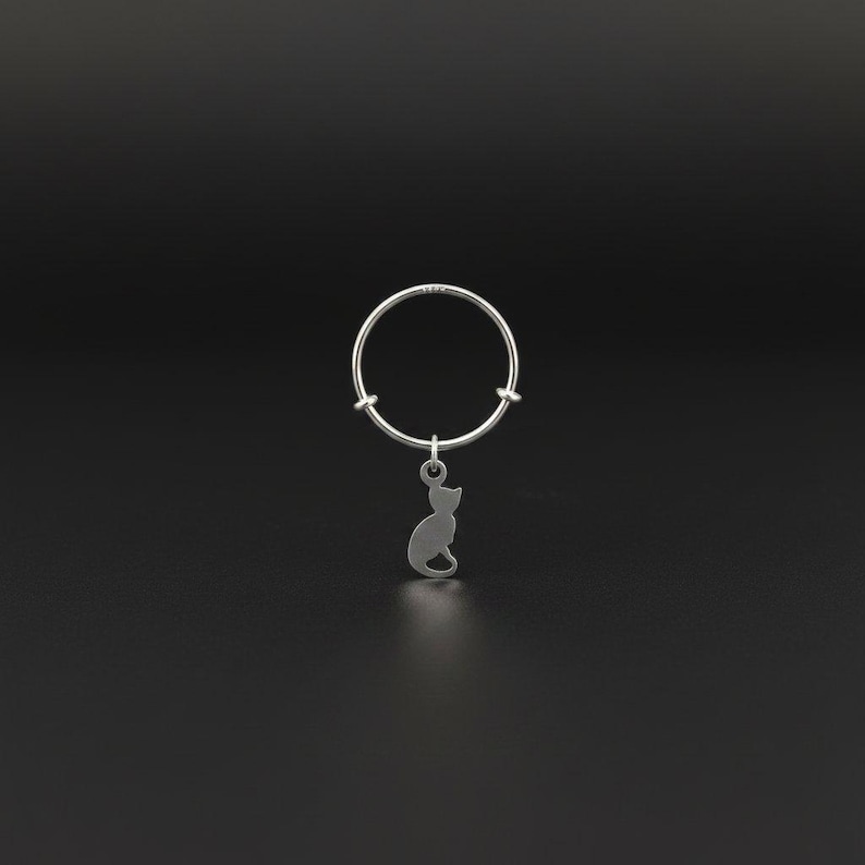 Kitten Adjustable Charm Ring, Silver - - LadybugfeetDesigns -