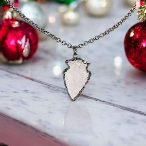 White Quartz Crystal Arrowhead necklace, 18- 24 inch - - LadybugfeetDesigns -
