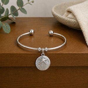 Life is Better at the Beach Euro Bangle Cuff, Silver - - LadybugfeetDesigns -