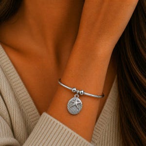 Life is Better at the Beach Euro Bangle Cuff, Silver - - LadybugfeetDesigns -