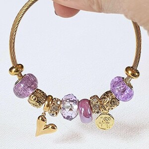 Romantic Heart Euro Cuff Wrap Bracelet, Gold - - LadybugfeetDesigns -