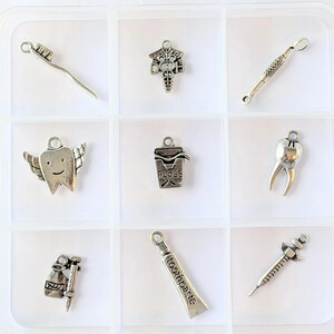 Dental Hygienist Charm Box - 9 pc., Silver - - LadybugfeetDesigns -