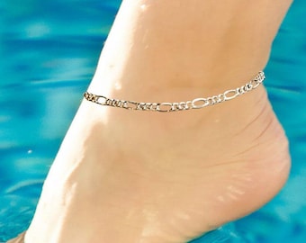 Silver Figaro Chain Anklet