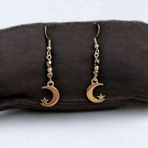 Crescent Moon Crystal Earrings - - LadybugfeetDesigns -