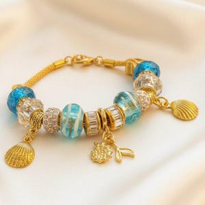Whale Tail European beaded bracelet - Gold - - LadybugfeetDesigns -