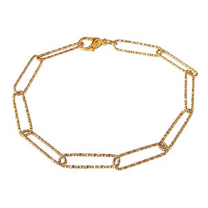 Diamond Cut Gold Paperclip Chain Bracelet - - LadybugfeetDesigns -