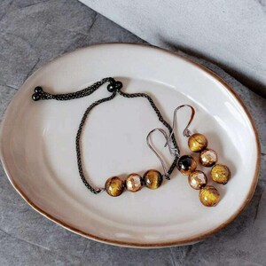 Golden Tiger's Eye Bracelet/Earring Set - - LadybugfeetDesigns -