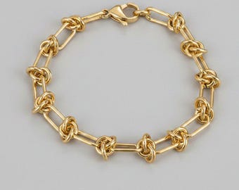Paperclip Barbed Wire Chain Bracelet, Gold - Unisex