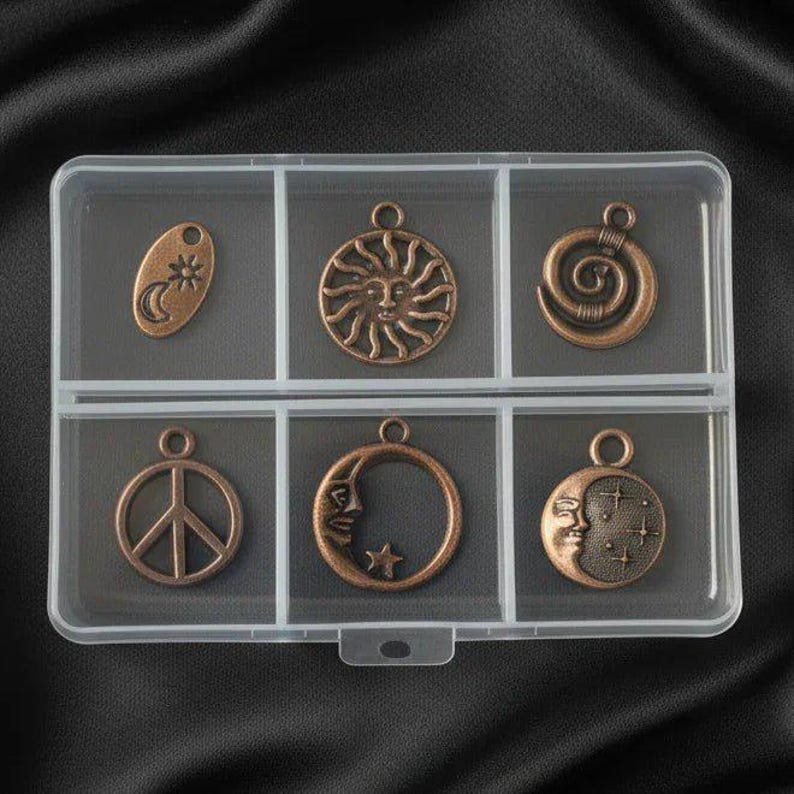 Celestial Mini Charm Box - 6 pc., Rose-Gold/Copper - - LadybugfeetDesigns -