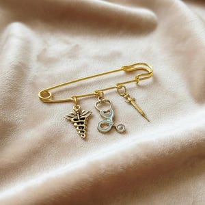 Medical Field Safety Pin Brooch, Purse Charm - - LadybugfeetDesigns -