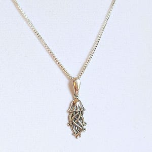 Jellyfish Pendant charm necklace, Sterling Silver - 22 inch - - LadybugfeetDesigns -