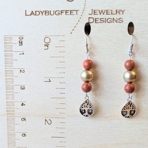 Teardrop Tree of Life Hook Earrings, Silver - - LadybugfeetDesigns -
