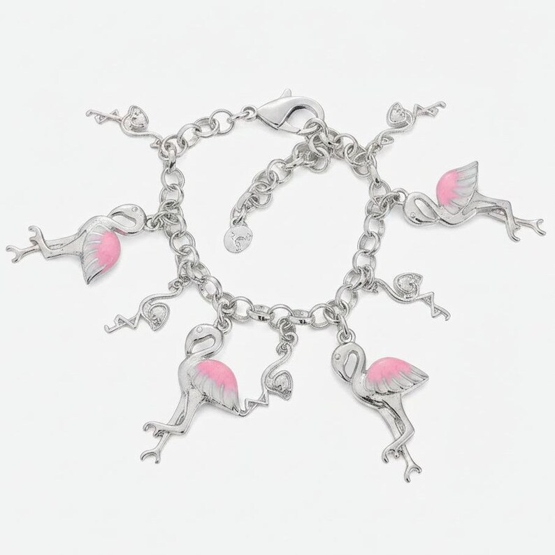 Flamingo Charm Bracelet II - - LadybugfeetDesigns -