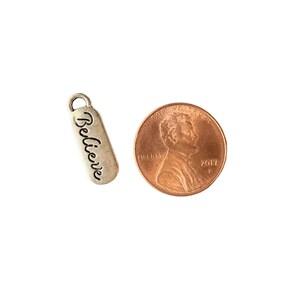 Silver Believe Tag Charm III - - LadybugfeetDesigns -