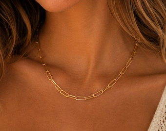 Paperclip Chain necklace, Gold - 18- 24 inch