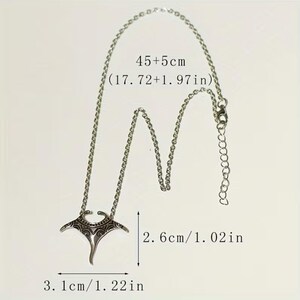 Large Manta Ray Necklace, Silver - 18 inches - - LadybugfeetDesigns -