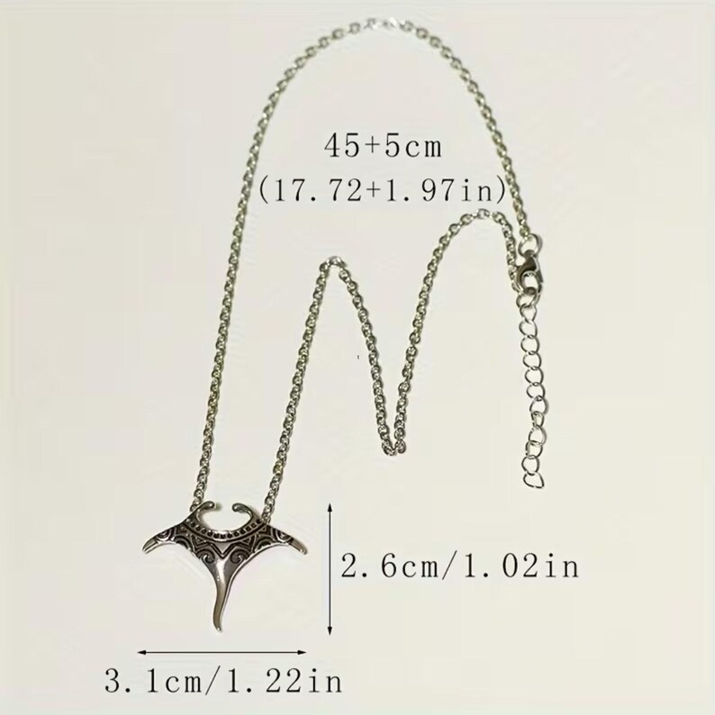Large Manta Ray Necklace, Silver - 18 inches - - LadybugfeetDesigns -