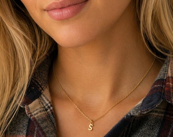 Mini Bubble Initial Necklace - Gold- 20 inch