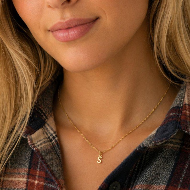 Mini Bubble Initial Necklace - Gold- 20 inch - - LadybugfeetDesigns -