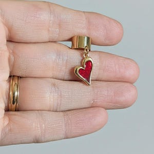 Enamel Heart Ear Cuff, Gold - - LadybugfeetDesigns -