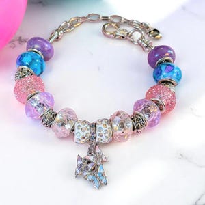Butterfly Trio European beaded bracelet - Silver - - LadybugfeetDesigns -