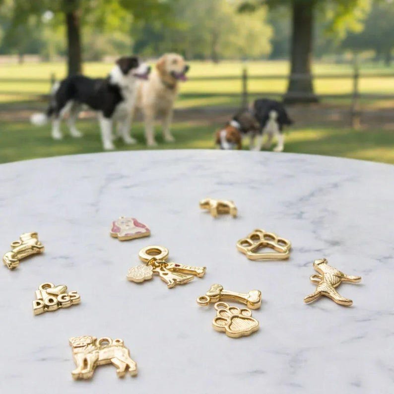 I love Dogs Charm Box - 10 pc., Gold - - LadybugfeetDesigns -