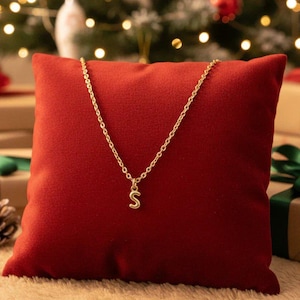 Mini Bubble Initial Necklace - Gold- 20 inch - - LadybugfeetDesigns -