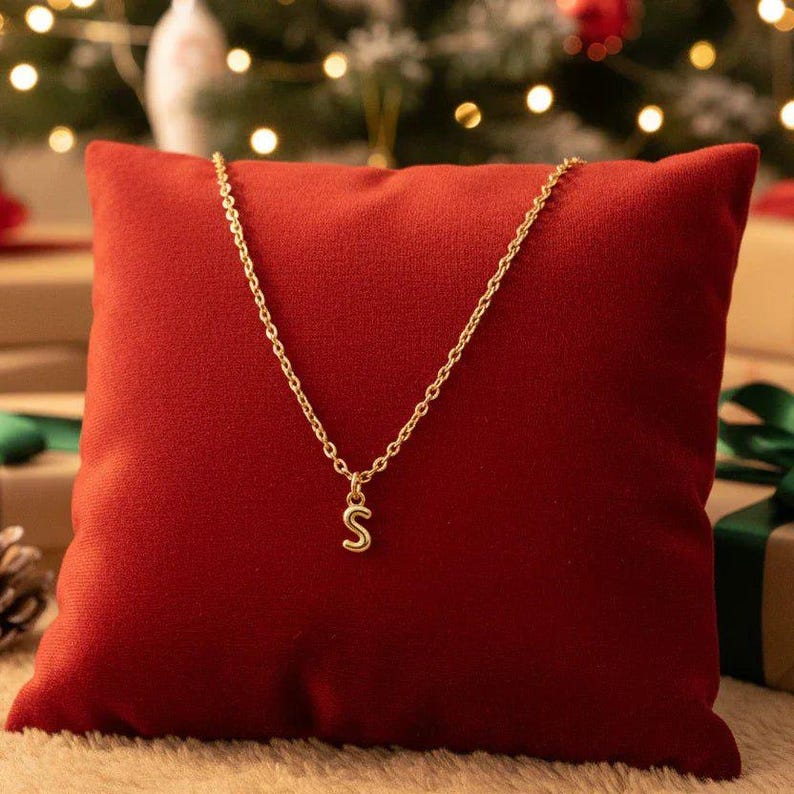 Mini Bubble Initial Necklace - Gold- 20 inch - - LadybugfeetDesigns -