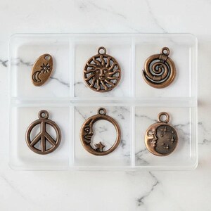 Celestial Mini Charm Box - 6 pc., Rose-Gold/Copper - - LadybugfeetDesigns -