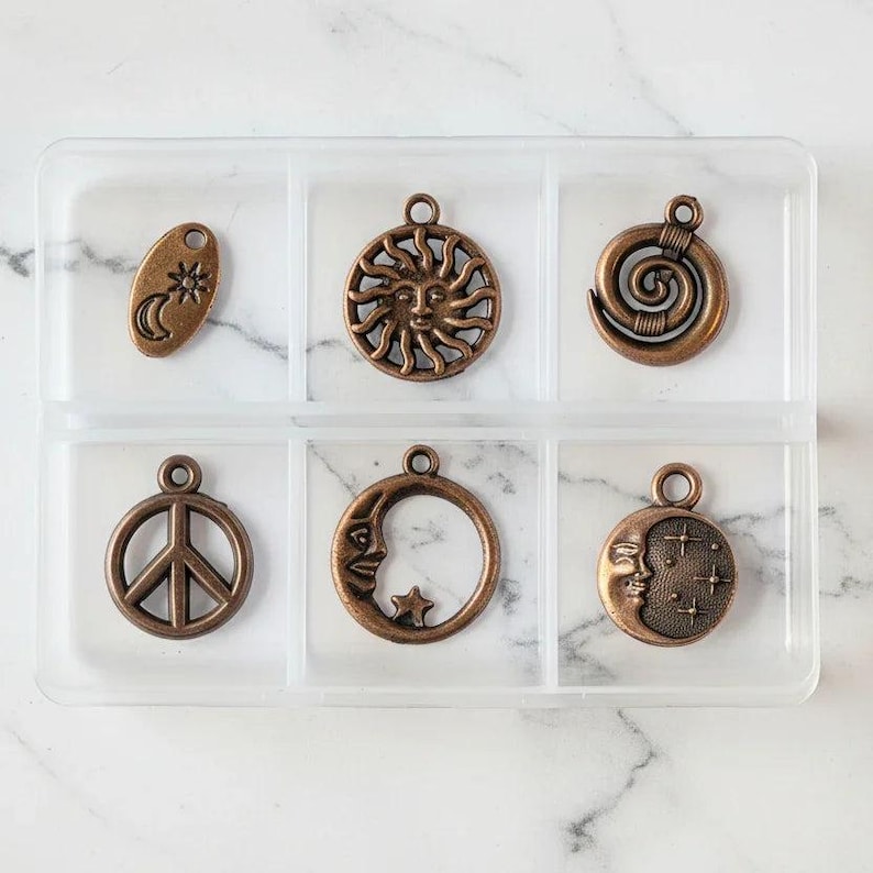 Celestial Mini Charm Box - 6 pc., Rose-Gold/Copper - - LadybugfeetDesigns -