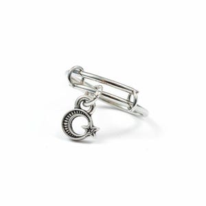 Moon Star Expandable Charm Ring - - LadybugfeetDesigns -