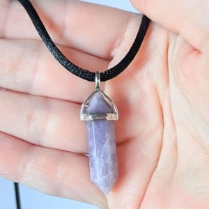 Natural Gemstone Crystal Point Pendant necklace, 30 inch - - LadybugfeetDesigns -