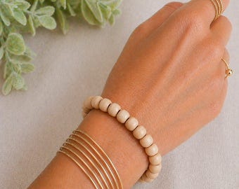 Ivory Wood Bead Stretch bracelet - Unisex