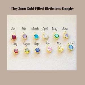 Mother's Birthstone Charm Ring, Adjustable, 14k Gold-Filled - - LadybugfeetDesigns -