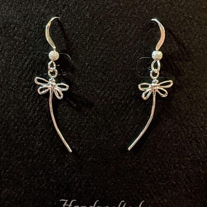 Flight of the Dragonfly dangle earrings - Gold / Sterling Silver - - LadybugfeetDesigns -
