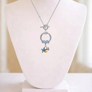 Sea Life Sterling Silver Toggle Charm Necklace, 20 inches - - LadybugfeetDesigns -