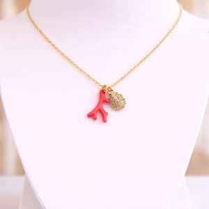 Red Coral necklace, Gold - 18- 24 inch - - LadybugfeetDesigns -