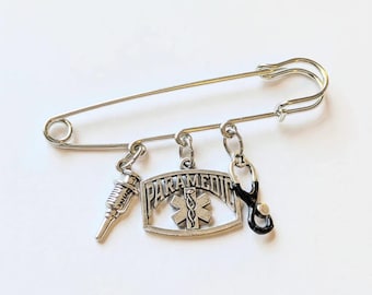 Paramedic Safety Pin Brooch, Purse Charm