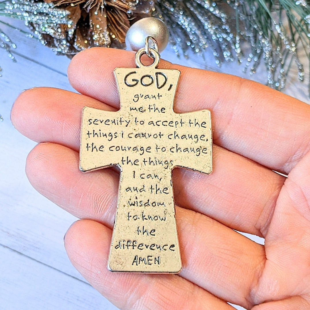 Cross Serenity Prayer Necklace- Gold or Silver